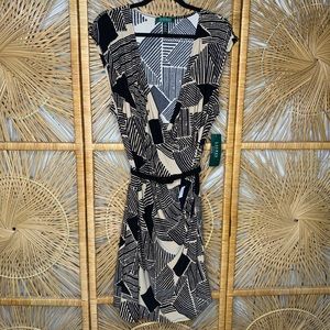 Ralph Lauren Print Faux Wrap Plus Size Dress 2X